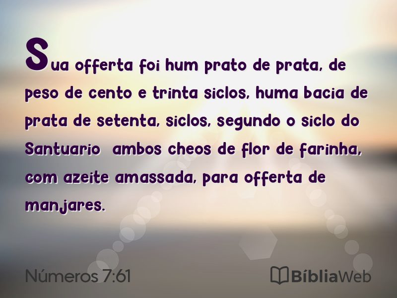 Números 7:61 em imagem para compartilhar