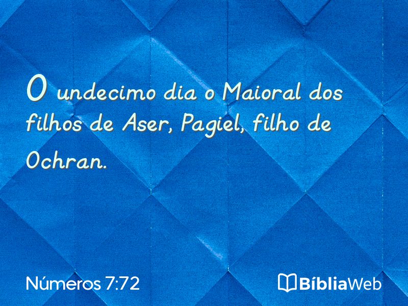 Números 7:72 em imagem para compartilhar