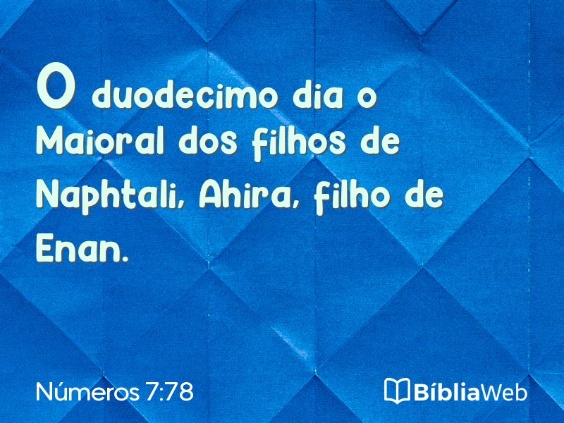Números 7:78 em imagem para compartilhar