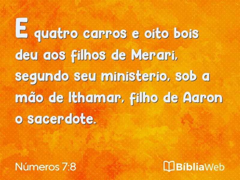 Números 7:8 em imagem para compartilhar