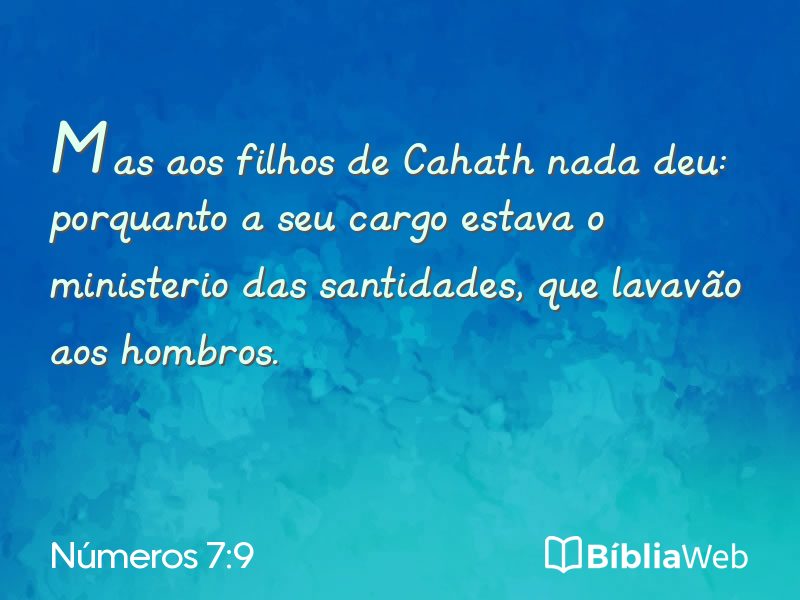 Números 7:9 em imagem para compartilhar
