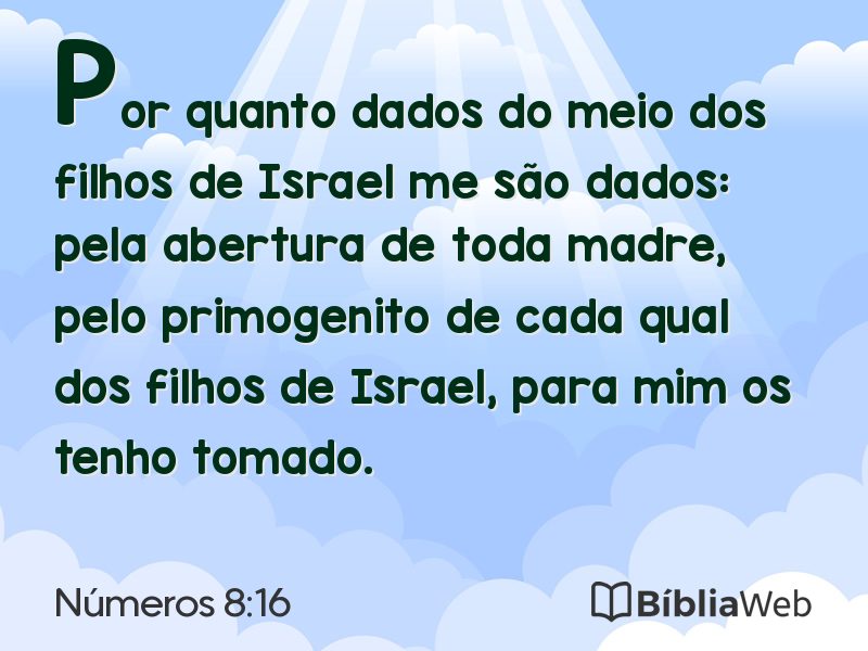 Números 8:16 em imagem para compartilhar