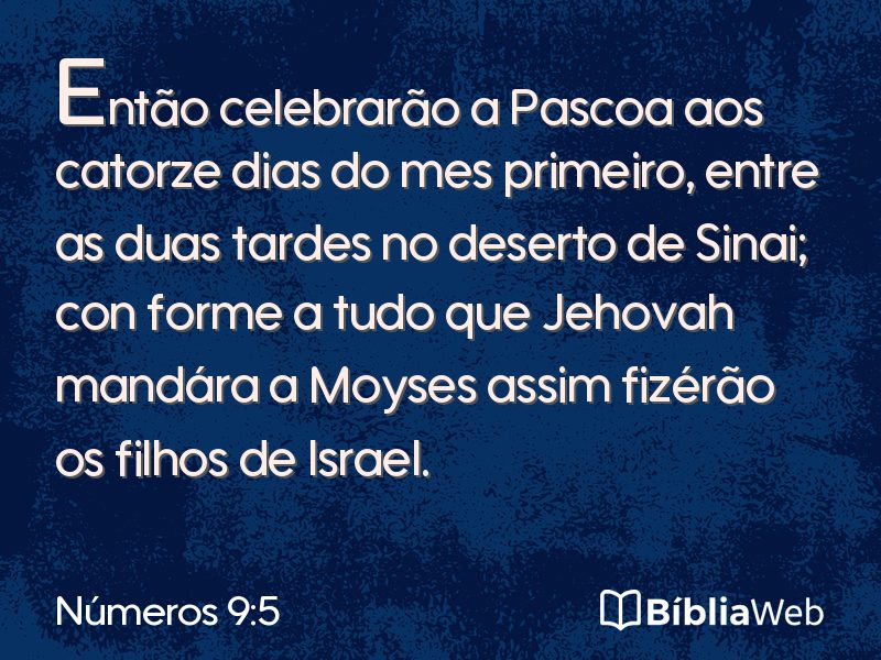 Números 9:5 em imagem para compartilhar