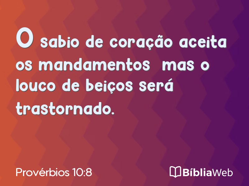 Provérbios 10:8 em imagem para compartilhar