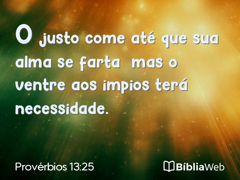 Provérbios 13:25 em imagem para compartilhar