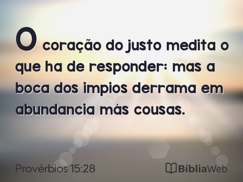Provérbios 15:28 em imagem para compartilhar