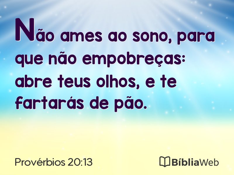 Provérbios 20:13 em imagem para compartilhar