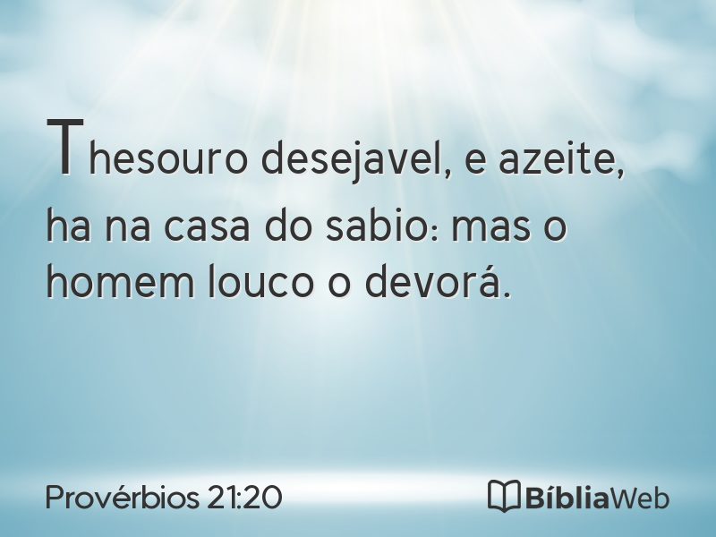 Provérbios 21:20 em imagem para compartilhar