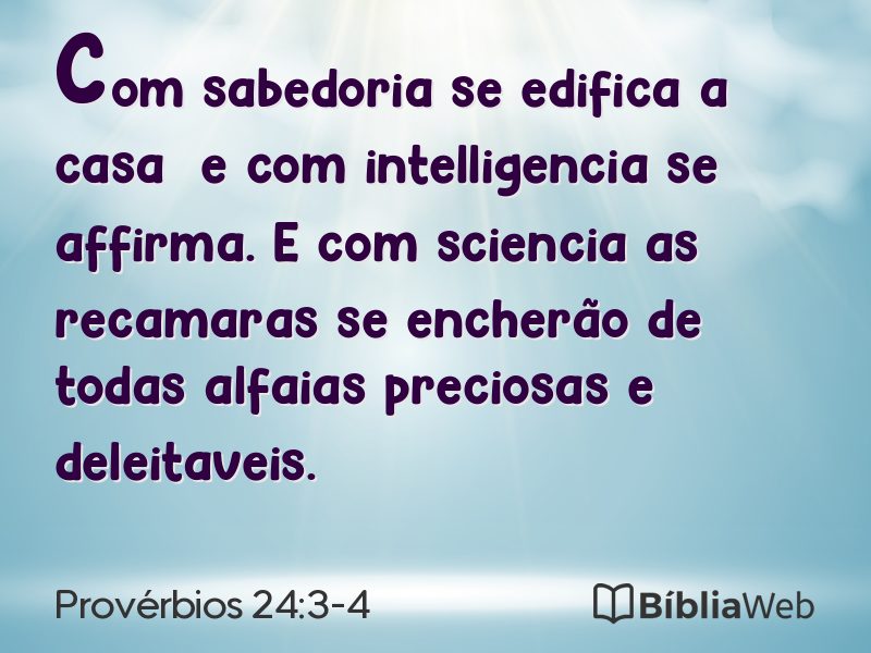 Provérbios 24:3-4 em imagem para compartilhar