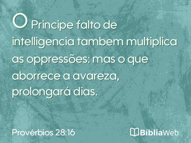 Provérbios 28:16 em imagem para compartilhar