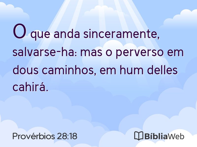 Provérbios 28:18 em imagem para compartilhar