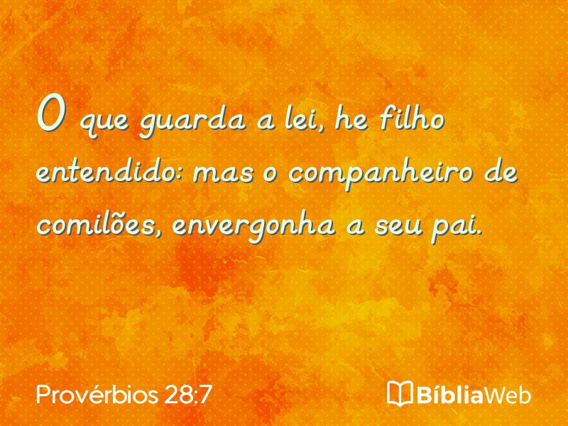 Provérbios 28:7 em imagem para compartilhar