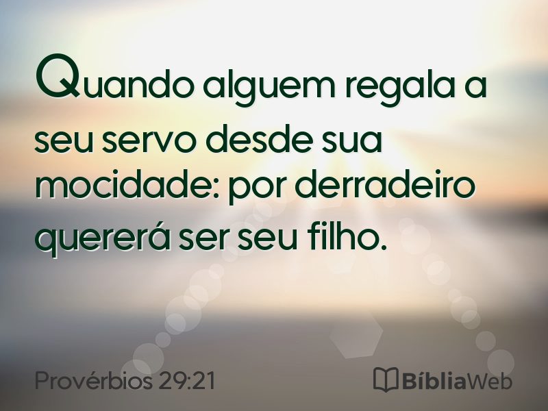 Provérbios 29:21 em imagem para compartilhar