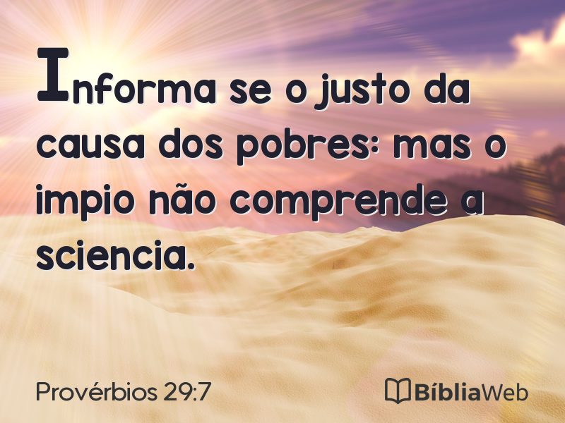 Provérbios 29:7 em imagem para compartilhar