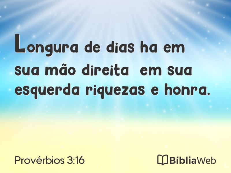 Provérbios 3:16 em imagem para compartilhar