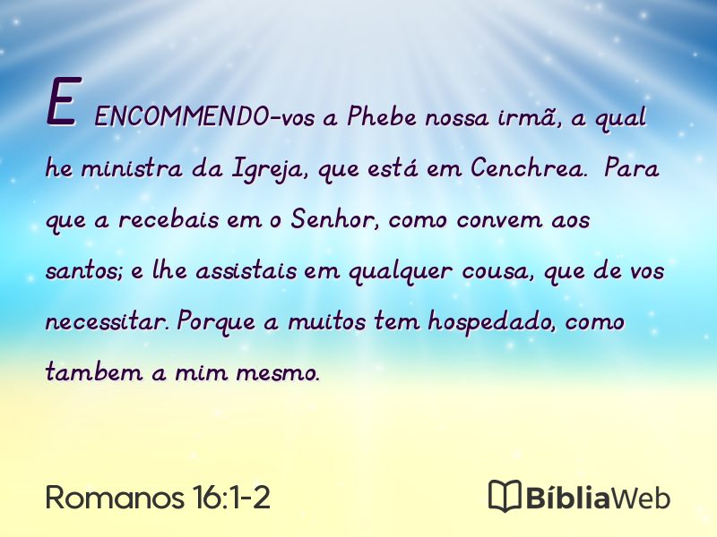 Romanos 16:1-2 em imagem para compartilhar