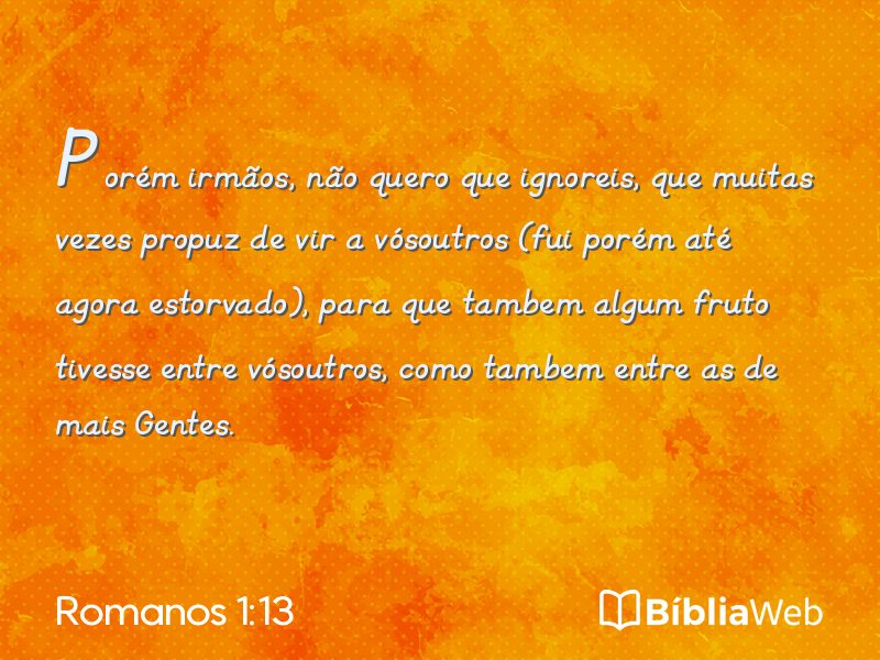 Romanos 1:13 em imagem para compartilhar