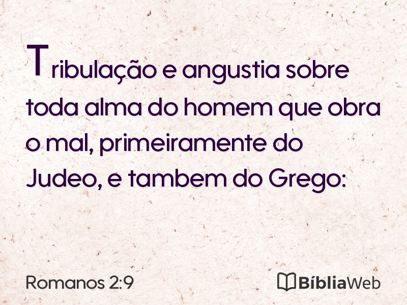 Romanos 2:9 em imagem para compartilhar