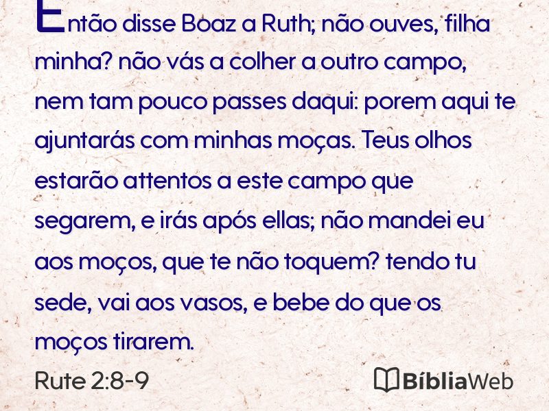 Rute 2:8-9 em imagem para compartilhar