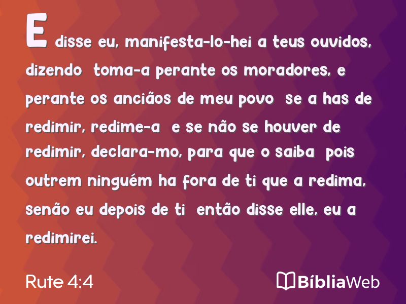 Rute 4:4 em imagem para compartilhar