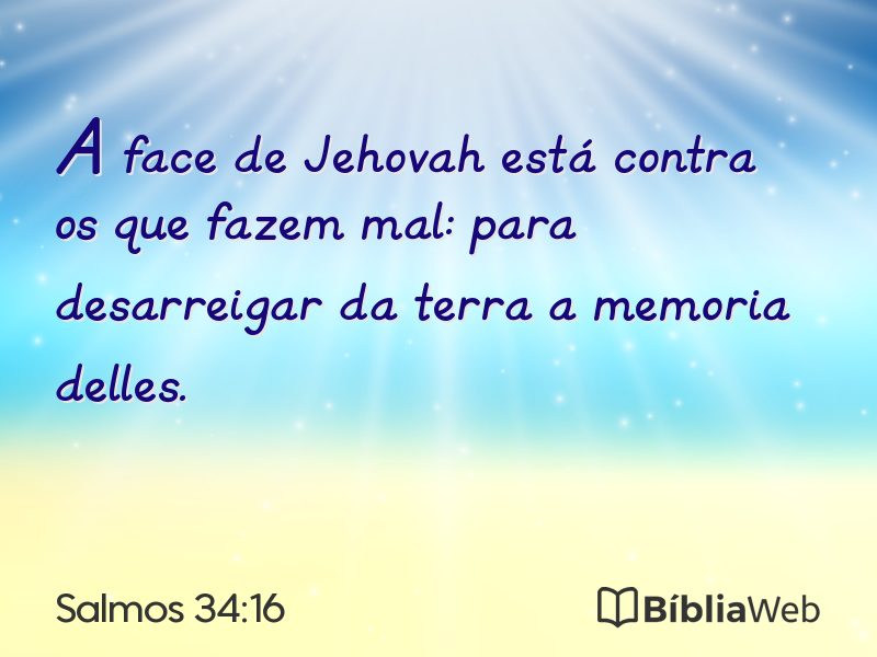 Salmos 34:16 em imagem para compartilhar