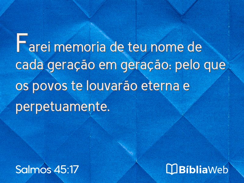 Salmos 45:17 em imagem para compartilhar