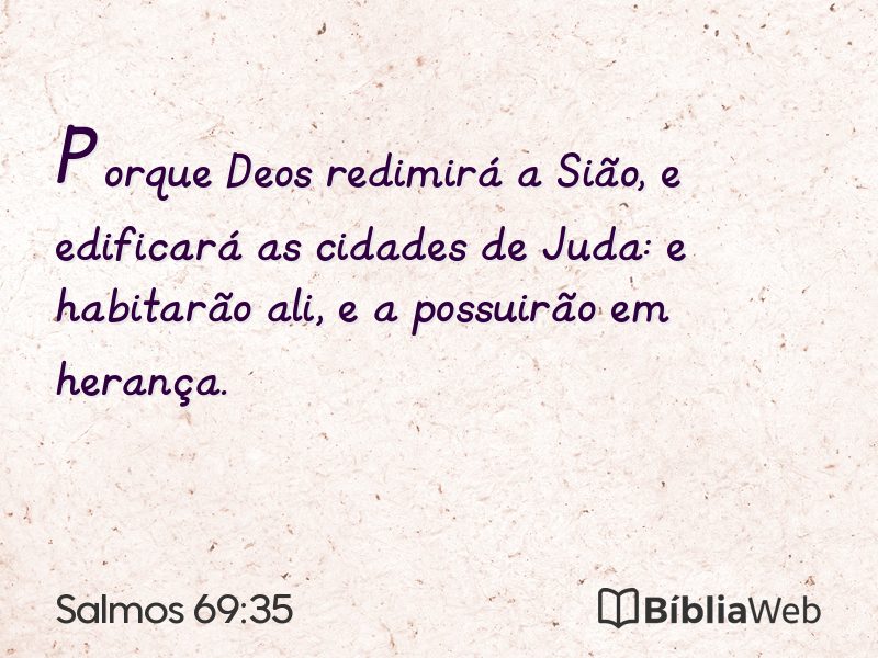 Salmos 69:35 em imagem para compartilhar