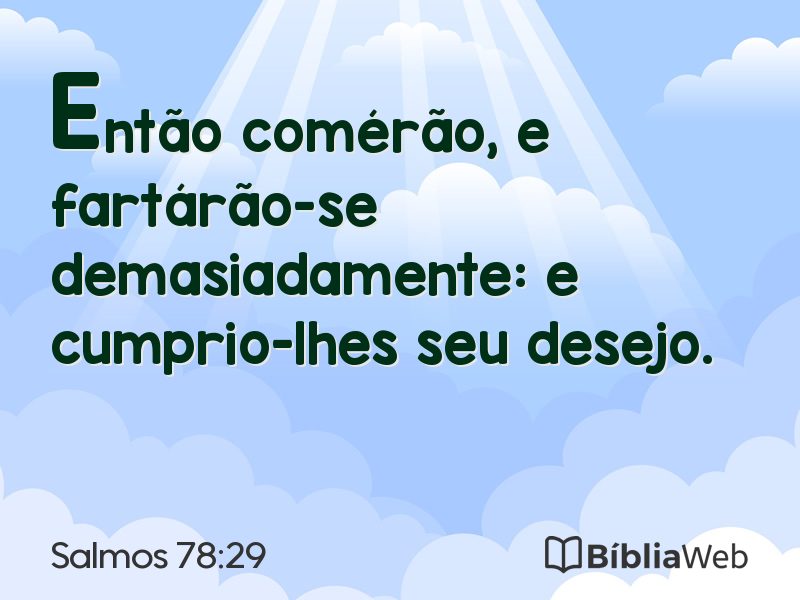 Salmos 78:29 em imagem para compartilhar
