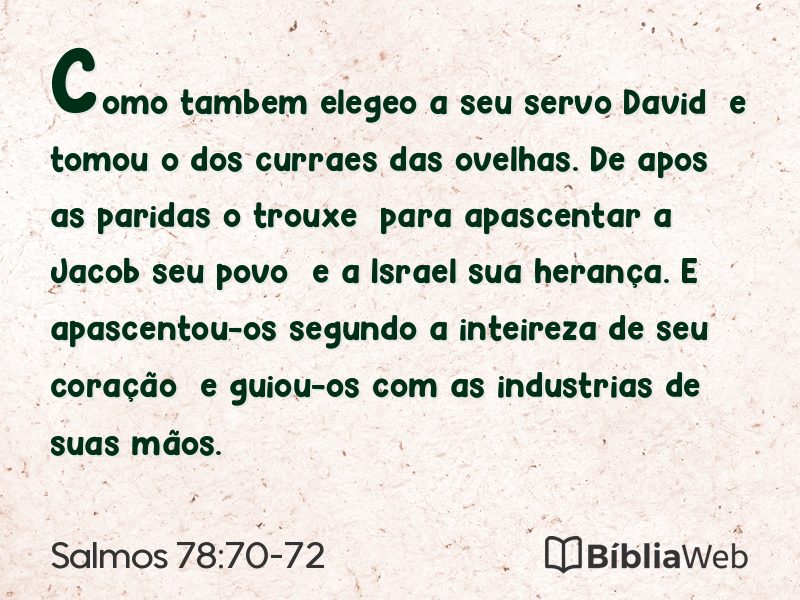 Salmos 78:70-72 em imagem para compartilhar