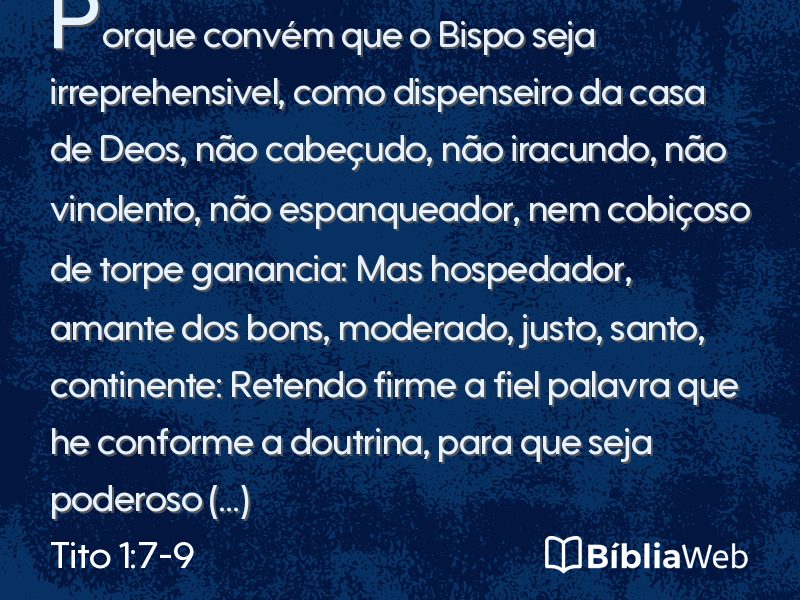 Tito 1:7-9 em imagem para compartilhar