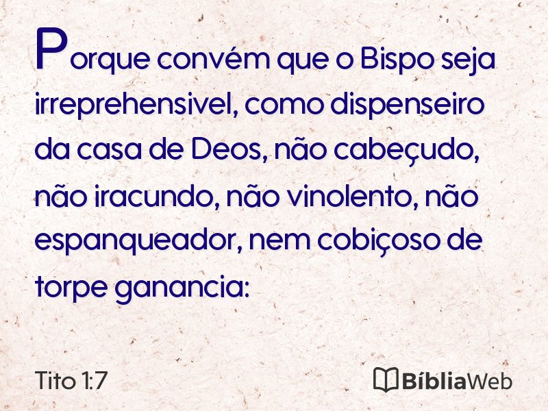 Tito 1:7 em imagem para compartilhar