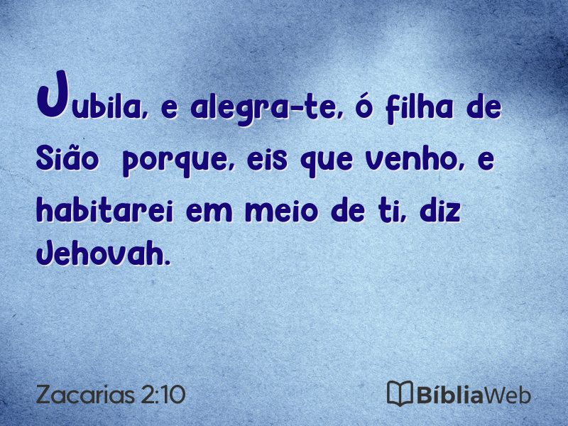 Zacarias 2:10 em imagem para compartilhar