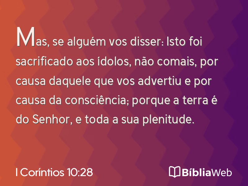 I Coríntios 10:28 em imagem para compartilhar