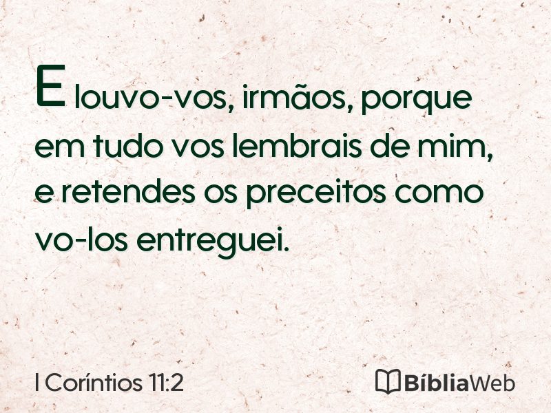 I Coríntios 11:2 em imagem para compartilhar