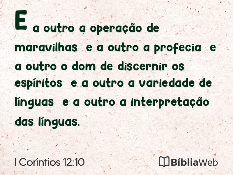 I Coríntios 12:10 em imagem para compartilhar