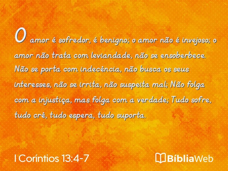 I Coríntios 13:4-7 em imagem para compartilhar