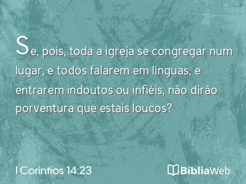 I Coríntios 14:23 em imagem para compartilhar