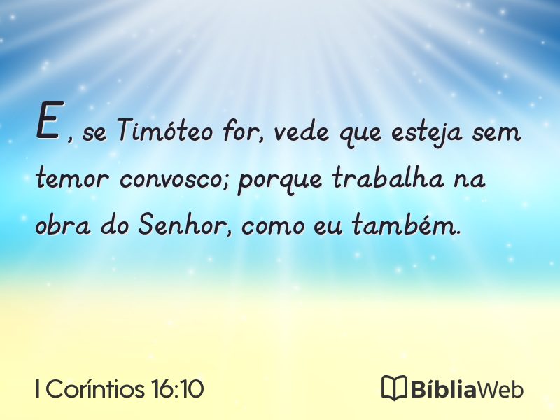I Coríntios 16:10 em imagem para compartilhar