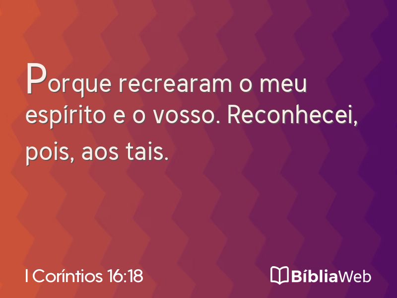 I Coríntios 16:18 em imagem para compartilhar