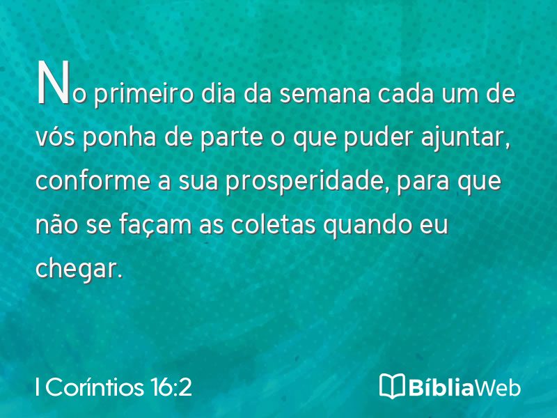I Coríntios 16:2 em imagem para compartilhar