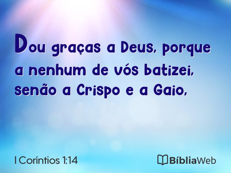 I Coríntios 1:14 em imagem para compartilhar