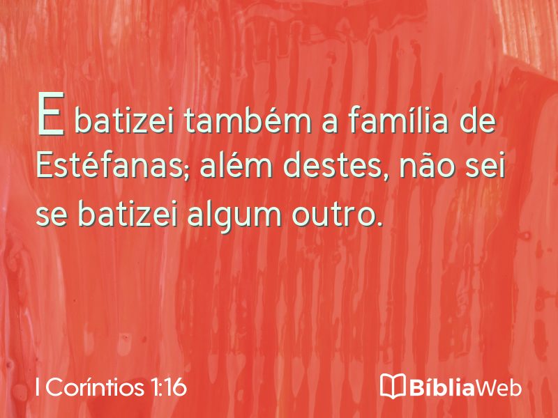 I Coríntios 1:16 em imagem para compartilhar