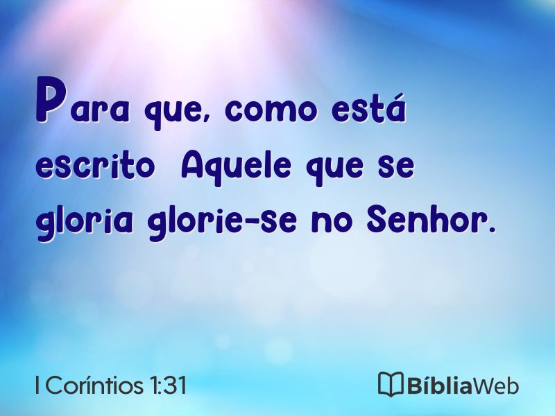 I Coríntios 1:31 em imagem para compartilhar