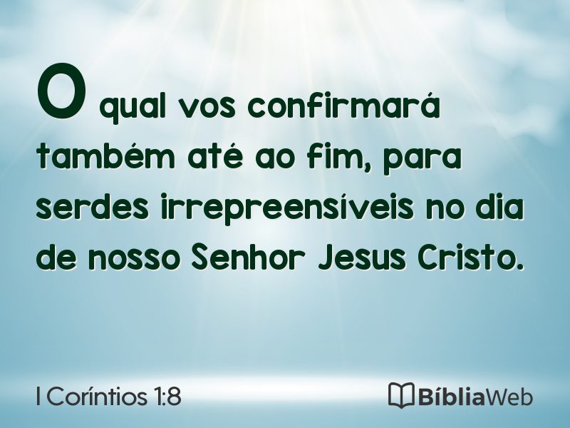 I Coríntios 1:8 em imagem para compartilhar