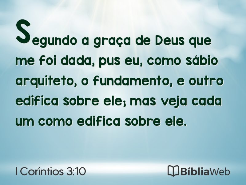 I Coríntios 3:10 em imagem para compartilhar