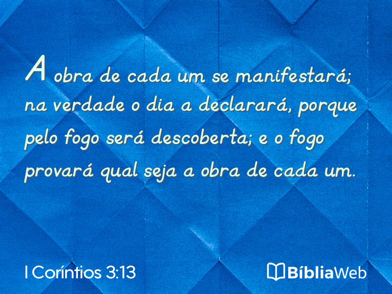I Coríntios 3:13 em imagem para compartilhar