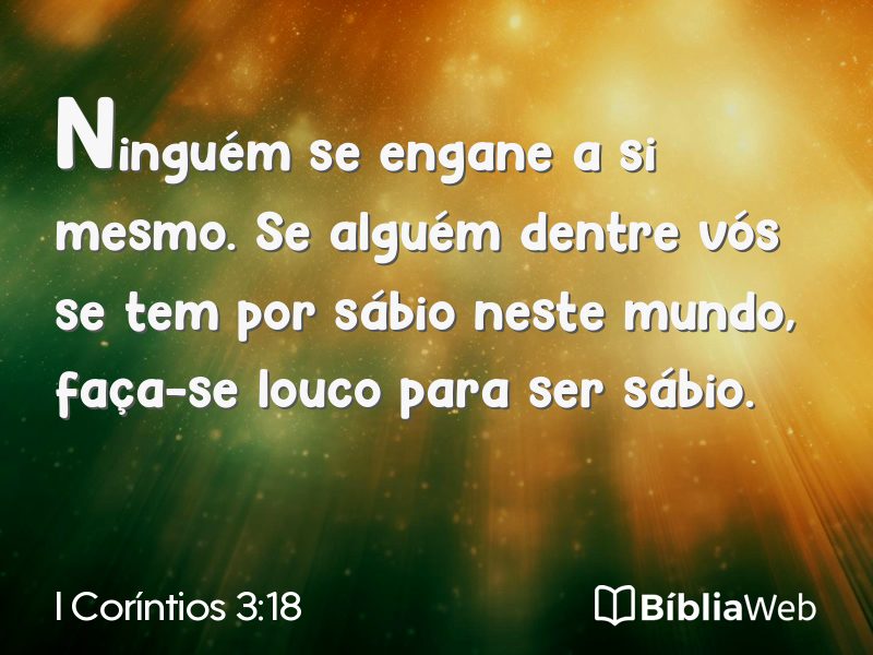 I Coríntios 3:18 em imagem para compartilhar