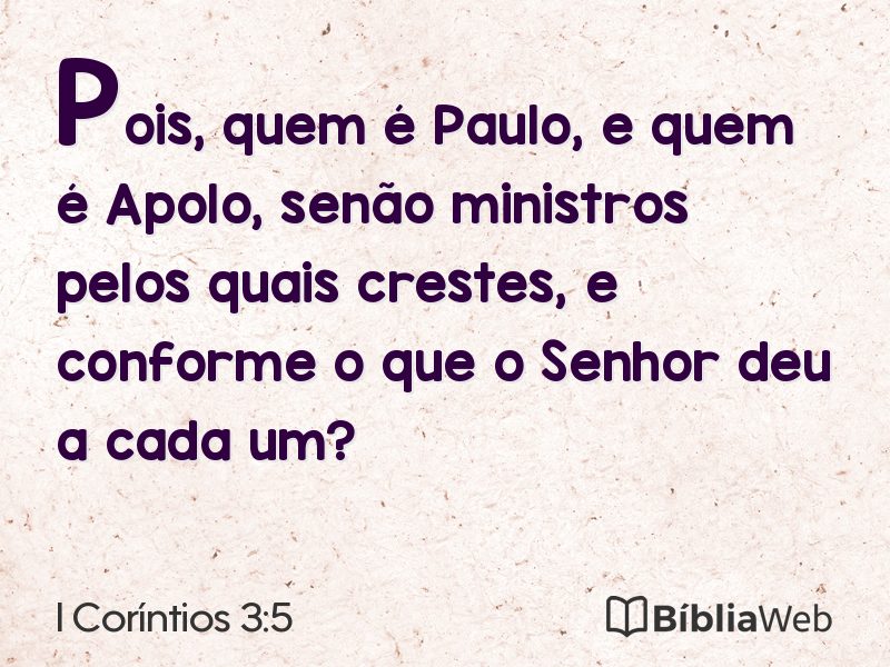I Coríntios 3:5 em imagem para compartilhar