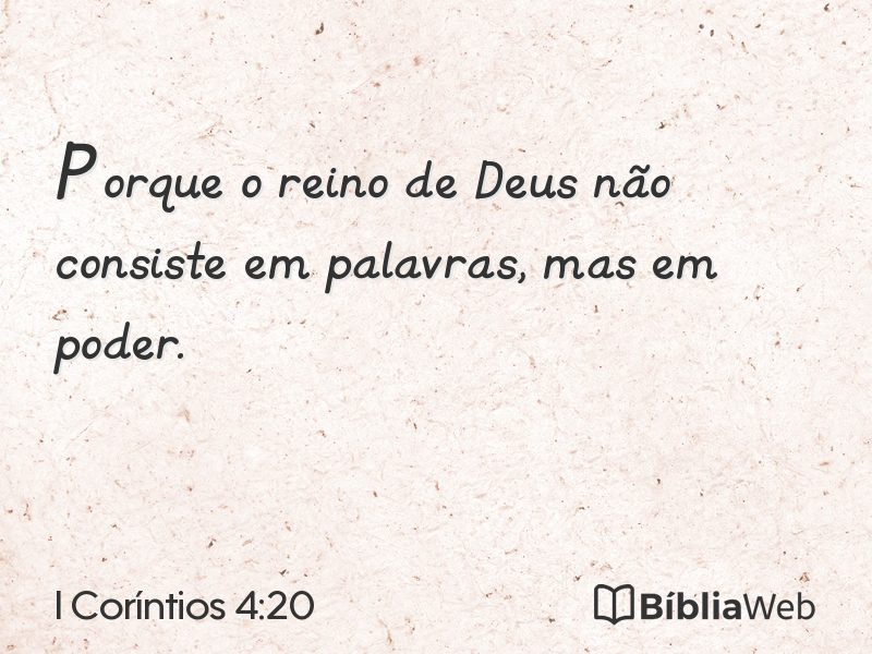 I Coríntios 4:20 em imagem para compartilhar