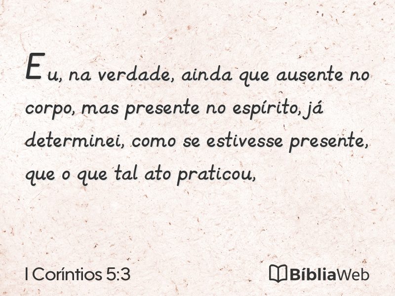 I Coríntios 5:3 em imagem para compartilhar